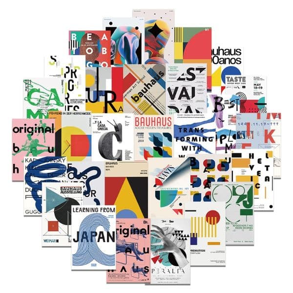 40 Bauhaus Vintage Abstract Geometry Graffiti Stickers Trolley Case Suitcase Guitar Skateboard Computer Stickers