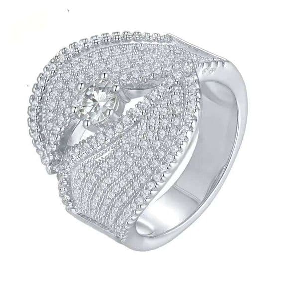 Fashionable irregular oil-drip S925 silver ring with moissanite, versatile, can be worn on the index finger, high-end