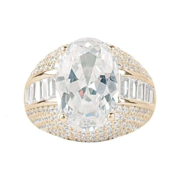 925 Sterling Silver Moissanite 18k Gold Plated Unique Design Men's Prong-Set Brilliant Cut Wedding Ring