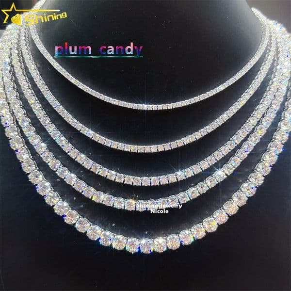 Ready to Ship Wholesale D VVS Diamond Tennis Necklace Bracelet 925 Sterling Silver Moissanite Tennis Chain