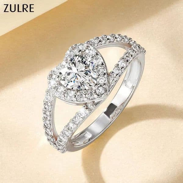 New Arrival Heart Rings Simple Vintage Design 6x6mm 075ct CZ Engagement Waterproof Tarnish Free Fashion Rings for Women and Men
