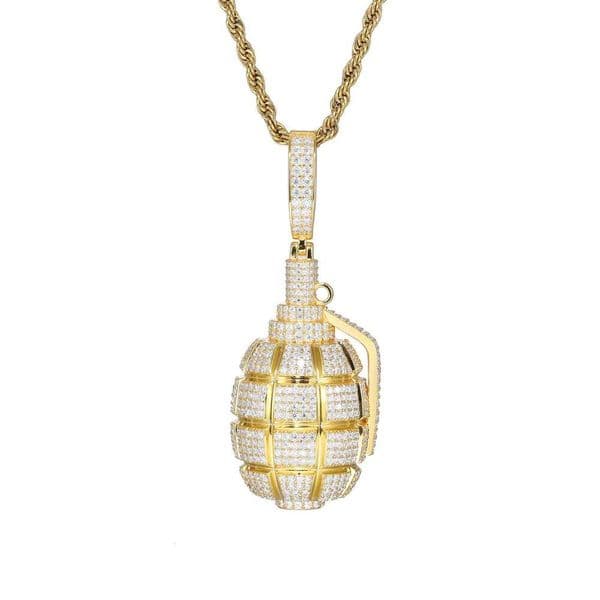 2025 New European and American Best-Selling S925 Silver Silicon Stone Pendant Hip-Hop Grenade Model Fashion Accessories Wholesale