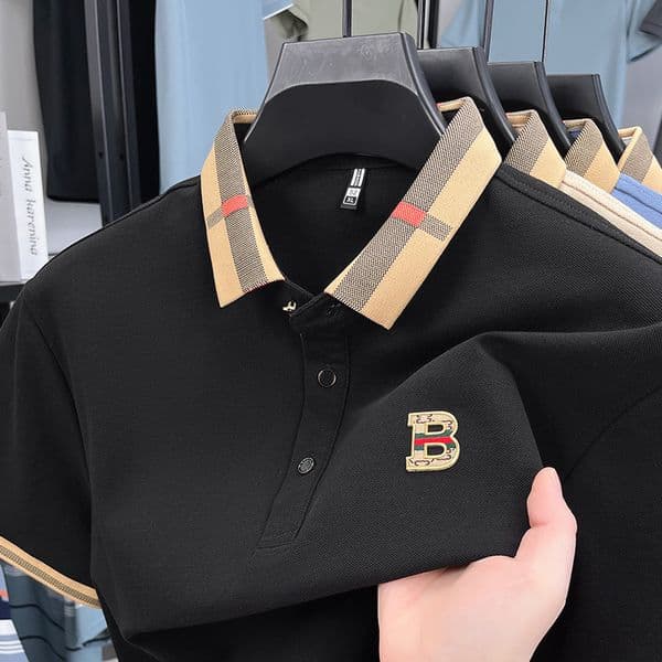 Designer Luxury Men's Casual Sport Polo Shirt Premium Pique Cotton Plaid Collar Top Elegant Business Style Breathable Summer Active Casual Wear