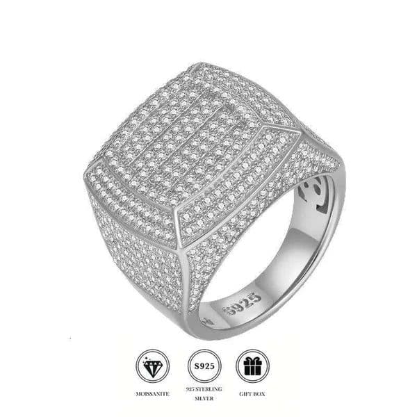 Full moissanite men's hip-hop ring, shiny hollow design, direct from manufacturer, bestseller in the US and Europe