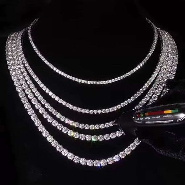 Shimmering pyroxene tennis necklace with elegant fully cut crystal inlay and sterling silver chain