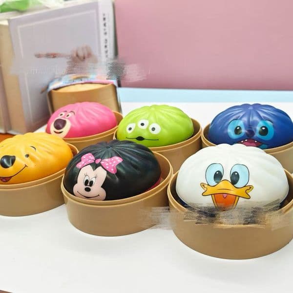 PU Baozi Squeeze-And-Relieve Toy, Realistic Edible Figurine, Slow Rebound Release Device, Small Steamer Box, Blind Box Wholesale
