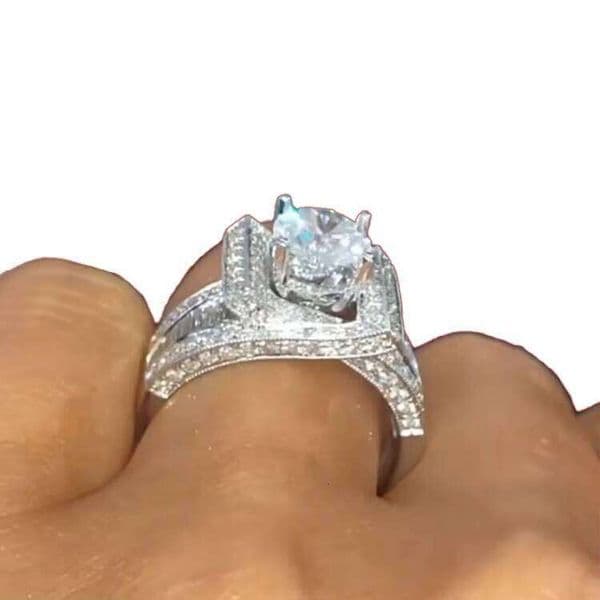 Wholesale 925 sterling silver carbonite halo| Brilliant Cutting Center Paving Tape| GRA Certified Luxury Bridal Engagement