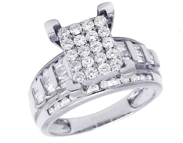 Custom-made 925 silver, featuring round, long-bar design with sandstone and diamonds, a luxurious iced-out engagement ring for women