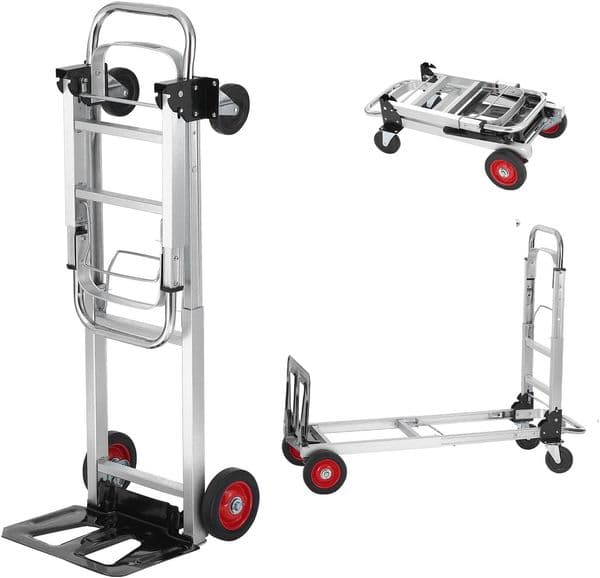 Aluminum Folding Hand Truck, 400 lbs Capacity Folding Dolly Cart,Collapsible cart, with Telescoping Handle and Rubber Wheels for Transport and Moving