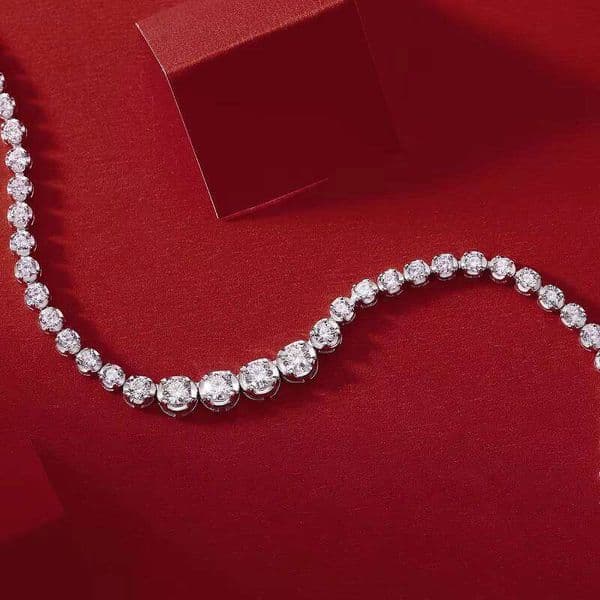 S925 Silver Round Moissanite Necklace Elegant Collarbone Chain Cross-Border Hot Sale Factory Wholesale