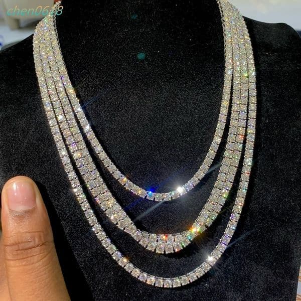 Custom 10K 14K 18K Gold Diamond Tennis Necklace 5mm Moissanite Diamond Tennis Chain Choker