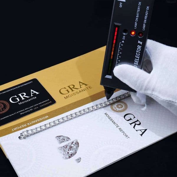 GRA Certified Luxury Minimalist 5mm D Color VVS Diatomite 925 Sterling Silver Rhodium Plated Tennis Bracelet Men's Necklace