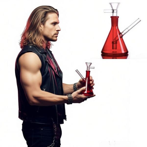Wholesale Red triangle Shape Portable Mini Water tobacco bong Pipe Cheap Glass Bongs with smoking banger Bowl Kit