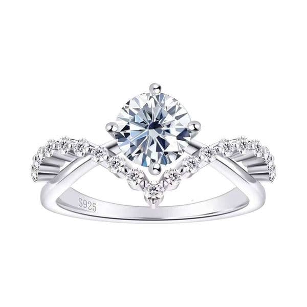 Cloud Jewelry Engagement Moissanite Sterling Silver Rhodium Plated Prong Setting GRA Certified Wedding Promise Ring