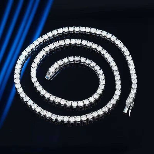 30-point moissanite necklace for men and women, four-prong setting, 925 silver, luxurious niche design, hip-hop tennis chain jewelry