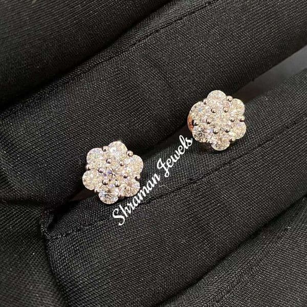 8MM 10MM 12MM Iced Out Hip Hop Style VVS Moissanite Dia Earrings 10K Solid Gold Jewelry Studs Pass Tester Product