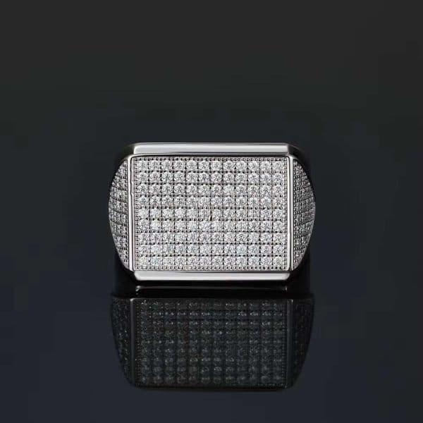 Best-selling electroplated silver ring with inlay, luxurious full-stone moissanite ring, fashionable