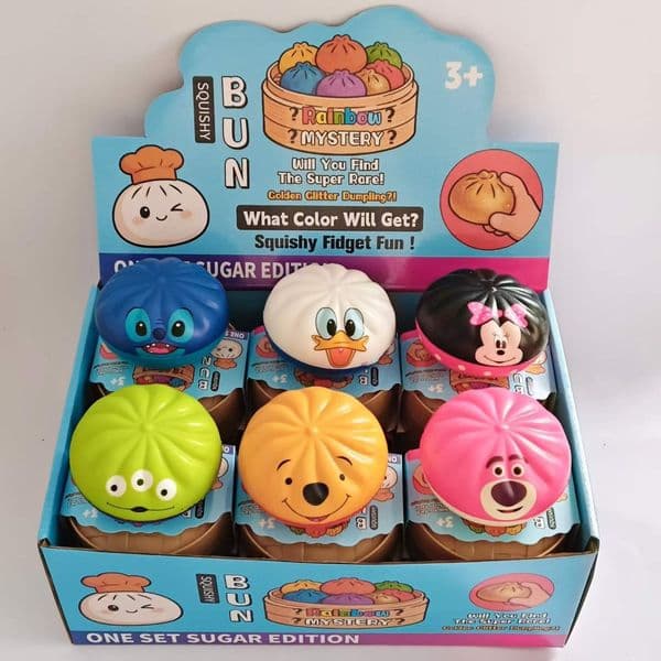 2026 color bun kneading music cartoon expression blind box simulation Xiaolongbao slow rebound portable office toy sea