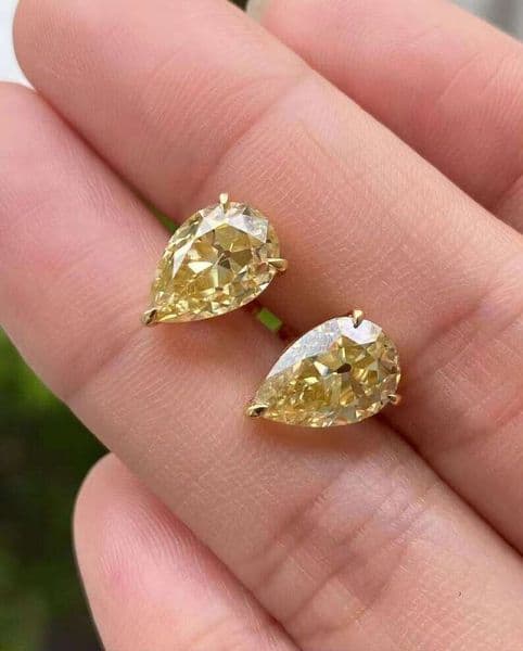 PEAR Cut Moissanite Stud Birthday Gift for Her Sterling Sier Pushback Earrings