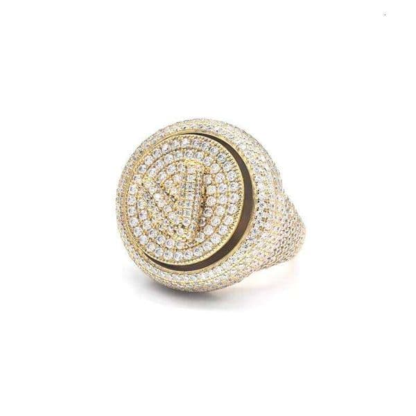 Ice-out 925 silver ring, rapper men's jewelry, DEF color VVS DIY rotatable hip-hop pyrope ring