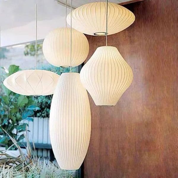 Japanese White Design Minimalist Silk Light Clothing Nelson Shop Cloth Loft Lantern Pendant Lamp