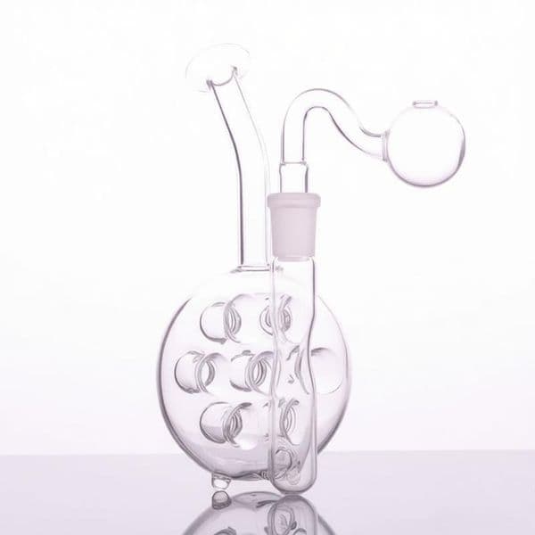 Mini Hookahs Mini 7Hole glass Oil burner Bongs pipe Clear Thick heady Water Pipes bubbler for smoking with 14mm male glass oil banger bowl