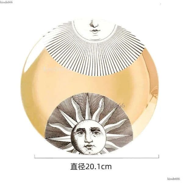 8-inch Italian gold-plated ceramic art decorative wall panel living room dining room wall decorative panel bar/home/hotel tray