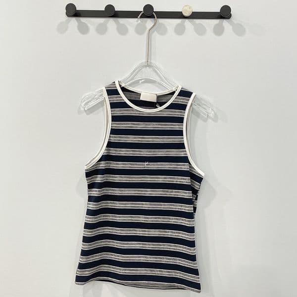 ST tank top pairs saint shirt Black white stripes YS Women knits Letter embroidery Vest Tank Top tee Sleeveless Breathable Knitted Pullover Womens Sport Tops