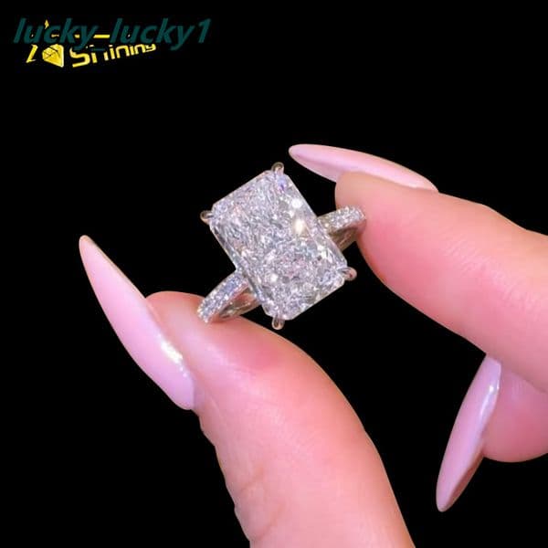 VVS D Color IGI Certificated Lab Grown Diamond 5CT Radiant Cut Ring Engagement Ring 10K 14K 18K Gold Gift for Women