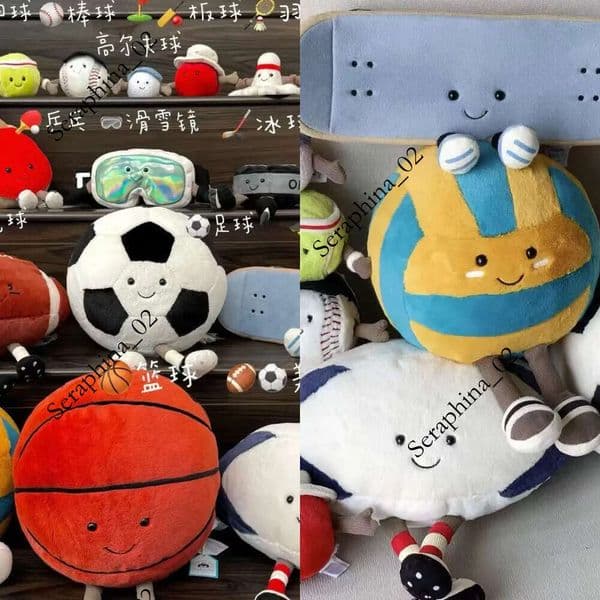 2025 Fun 6 Tennis Pendant JC Sports Series Basketball Football Plush Toy Cute Doll OrnamentNew dollNew jelly cat doll
