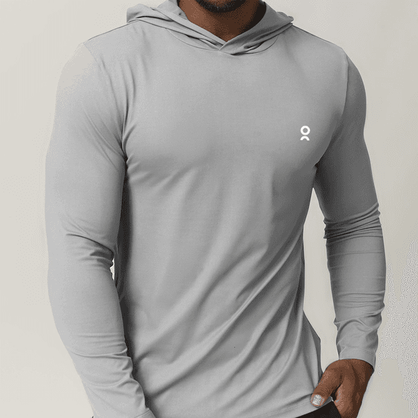 Sports and leisure hooded quick drying long sleeved t-shirt men's European and American running fitness outdoor pullover