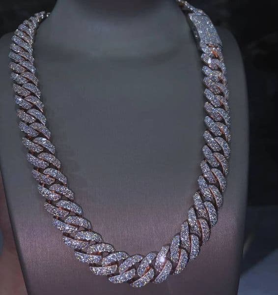 Hip Hop Jewelry Men Thick Miami Cuban Link Necklace 14K Gold Plated Plain Style 925 Silver Cuban Chain