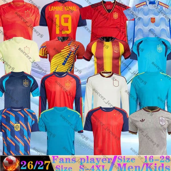 2026 27 World Cup Spain Soccer Jerseys LAMINE YAMAL PEDRI CARVAJAL OLMO Gavi 26 27 SPANISH Football Shirt WILLIAMS JR MERINO RODRIGO CUBARSI FERMIN Espana men kids kit