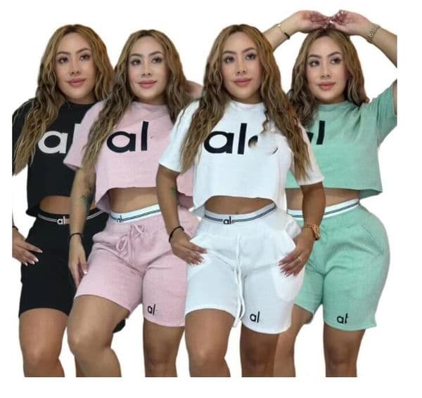Luxury Women Casual Sports Outfits Summer Home Outdoor Comfortable Cool Shorts Tracksuit 2pcs Set Urban Fashion Short Sleeve Streetwear