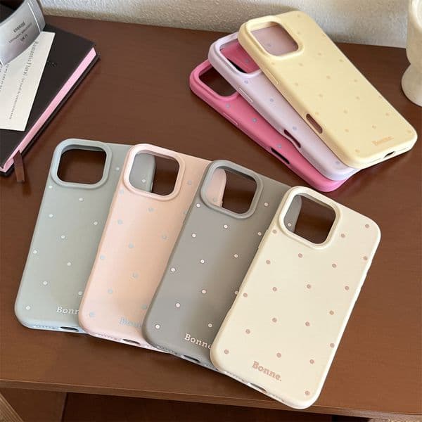 Minimalist Polka Dot Silicone Case for iPhone 16 17 Pro Max