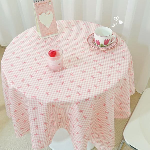 Small floral short flannel decorative background cloth cute bow dormitory tablecloth 9GDX01