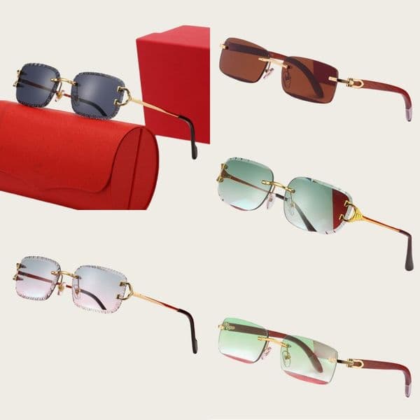 wholesale sunglasses polarized Luxury designer glasses for woman luxurys designers Leopard head Frameless wooden leg mens sunglasses Brand Sun Glasses go891