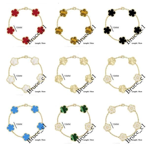 clover women Stainless Steel Gold Plate Five pattern design bracelets Fashion Gifts jewelry bracelet designer armband