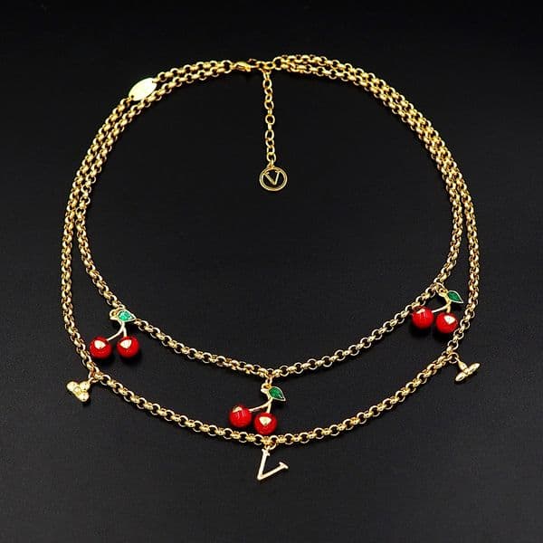 Designer Cherry Necklace Chain Necklace For Woman Double-layer necklace Choker Women Jewelry Moissanite Pendant Wedding Necklaces