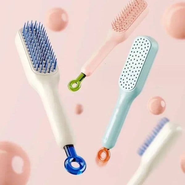 Free Shipping Retractable Self-cleaning Anti-static Massage Comb For Women Smooth Self Cleaning Hair Brush