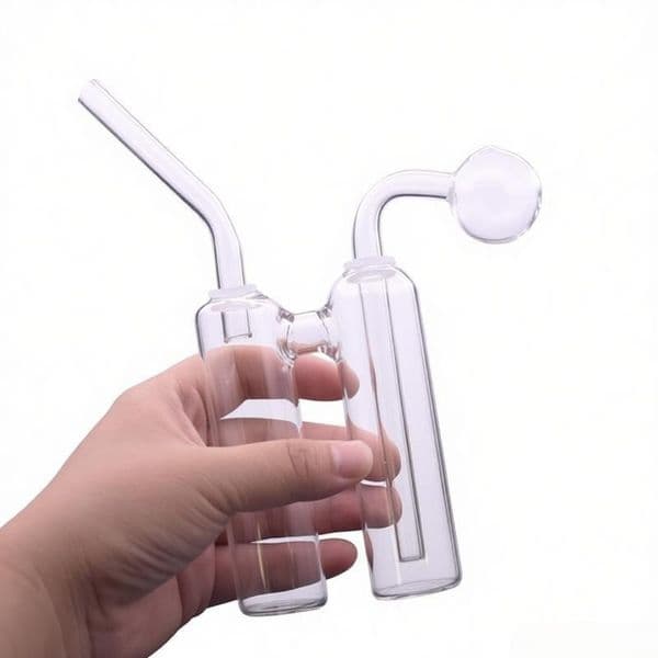 Wholesale Clear double chamber glass Water oil burner bong Hookahs Thick heady hand pipe bubbler for smoking with Removable Oil banger bowl
