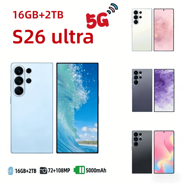 S26 Ultra 5G smartphone with touch screen high definition display mobile phone camera 16+2TB storage