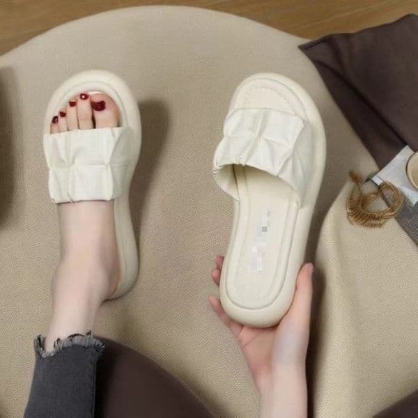 Ddmysports Popular Soft Leather For Women Summer New Flat Slip On Sandals Fish Mouth Versatile Casual Outdoor Shoes