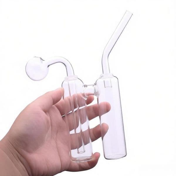 Portable Clear double chamber glass Water oil burner bong Hookahs Thick heady hand pipe bubbler for smoking with Removable Oil banger bowl