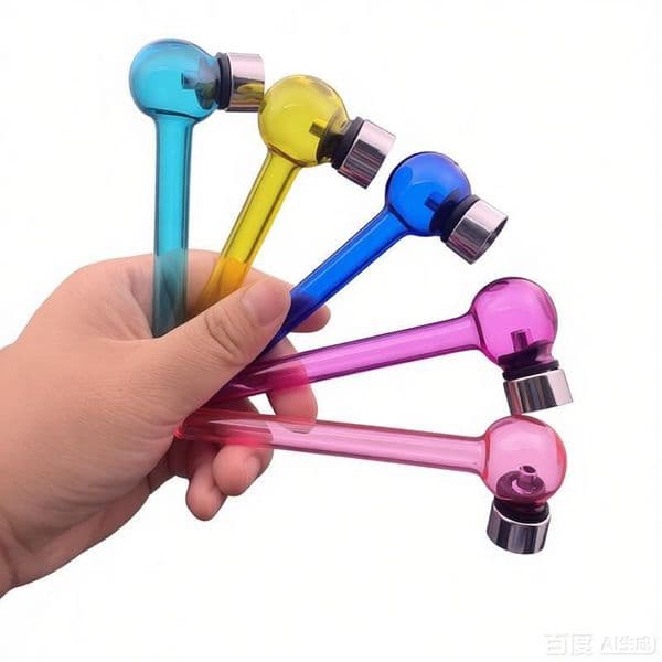 Travel Mini colorful Thick heady Glass Hand Pipes with Smoking Metal Bowls Dry Herb Tobacco Bowls Glass Oil Burners Pipe