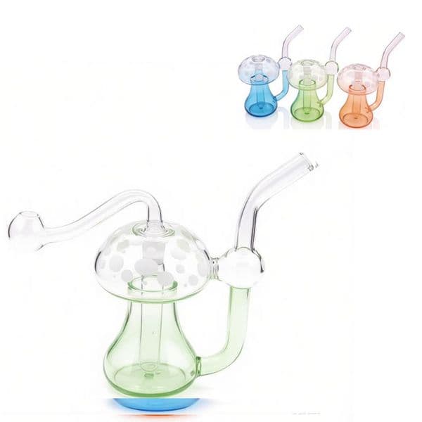 Newest Thick heady Mushroom Glass Oil Burner Bubbler Pipe Mini Glow In The Dark Percolator 10mm female Water Pipes Hookah Bubblers for smoking