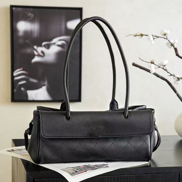 Summer 2026 Black Small Shopping Designer Tote Mirror Quality Women Shoulder 12inch Grained Calfskin Leather Purses With Hasp Closure Handbag Bag CC Package