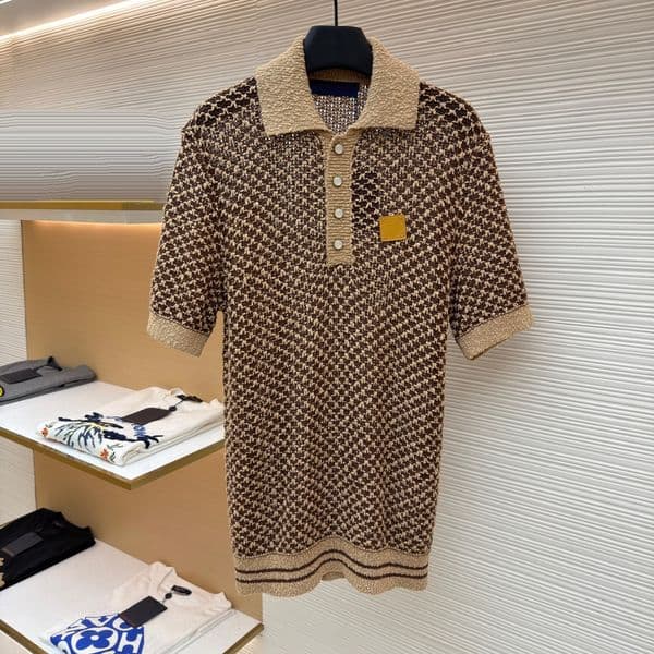 Designer Men's Polo Shirt 2026 Early Spring New Knit Polo Shirt Letter Jacquard Embroidery Loose Casual Fashion Comfortable Short Sleeve T Shirt knitted shirt US/UK/EU