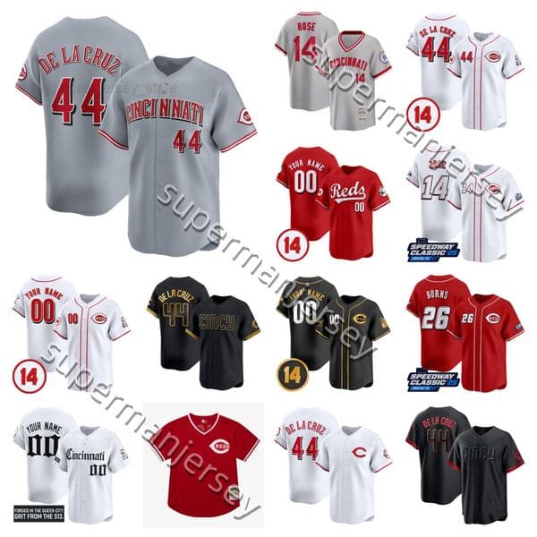 stitch Pete Rose 14 Barry Larkin Elly De La Cruz 44 Jonathan India 6 Spencer Steer Tyler Stephenson Will Benson 30 XS-4XL Cincinnatis Reds Baseball jersey custom jersey
