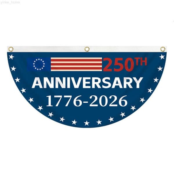 Semi-circular Fan-shaped Flag 250th Anniversary-4 24ft 153ft Hanging Flags